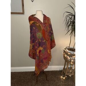 Vibrant Paisley Floral Print Scarf Shawl Wrap Fringe Warm Cozy